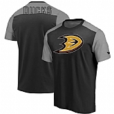 Anaheim Ducks Fanatics Branded Iconic Blocked T-Shirt Black Heathered Gray